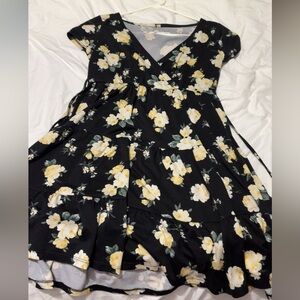 Hollister Black Dress with Yellow Floral Design